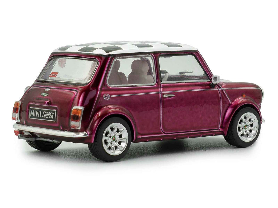 1997 Mini Cooper Sport Purple Metallic with White Stripes and Checkered Top 1/43 Diecast Model Car by Solido