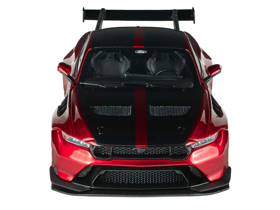 2025 Ford Mustang GTD Chroma Flame Red Metallic with Black Stripes 1/43 Diecast Model Car by Solido