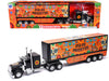 Kenworth W900 Truck Black with Graphics and Dry Van Trailer "Dia De Muertos" 1/32 Diecast Model by New Ray - Miniature Motors