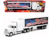 Freightliner Classic XL Truck White with Dry Van Trailer White with Patriotic Graphic "Long Haul Truckers" Series 1/32 Diecast Model by New Ray - Miniature Motors