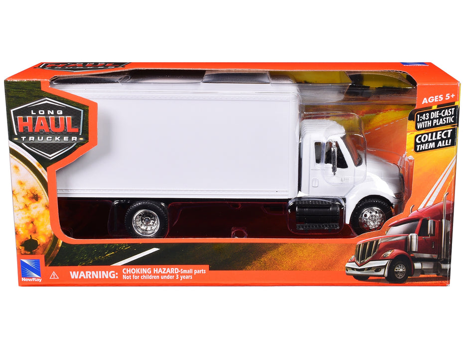 International 4200 Box Truck White "Long Haul Truckers" Series 1/43 Diecast Model by New Ray - Miniature Motors
