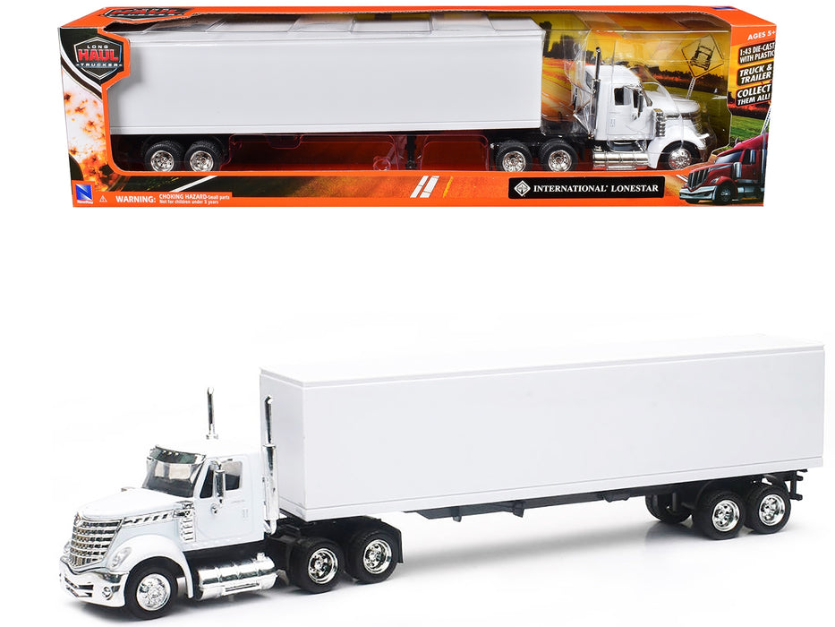 International LoneStar Truck with Dry Goods Trailer White "Long Haul Truckers" Series 1/43 Diecast Model by New Ray - Miniature Motors