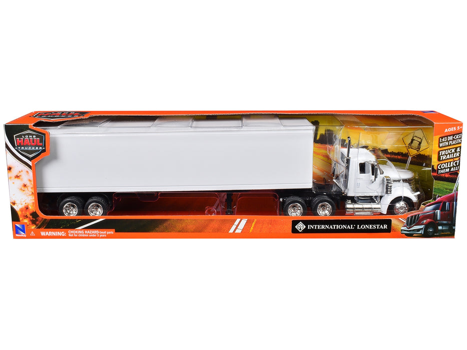 International LoneStar Truck with Dry Goods Trailer White "Long Haul Truckers" Series 1/43 Diecast Model by New Ray - Miniature Motors