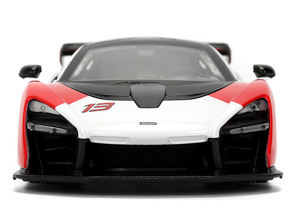 McLaren Senna Red and White with Carbon Hood and Top "HyperSpec" Series 1/24 Diecast Model Car by Jada