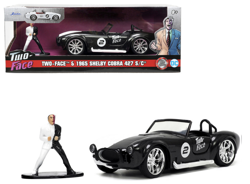 1965 Shelby Cobra 427 S/C #2 Black Metallic and White and Harvey Two-Face Diecast Figure "Batman" "Hollywood Rides" Series 1/32 Diecast Model Car by Jada