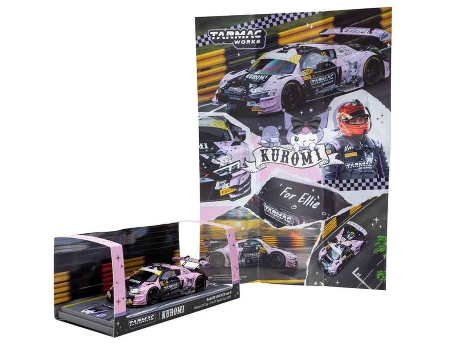 Audi R8 LMS GT3 evo II #10 Adderly Fong "Uno Racing Team - Kuromi" "Macau GT Cup - FIA GT World Cup" (2024) with A4 Poster "Hobby43" Series 1/43 Diecast Model Car by Tarmac Works