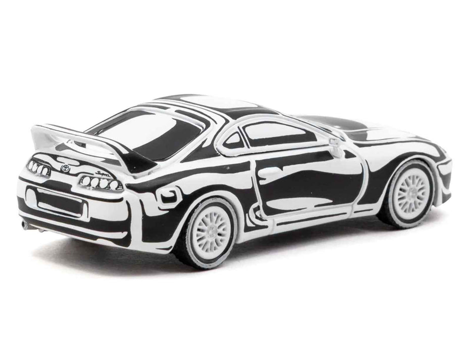 Toyota Supra "Designed by Joshua Vides" Black and White "Hobby64" Series 1/64 Diecast Model Car by Tarmac Works