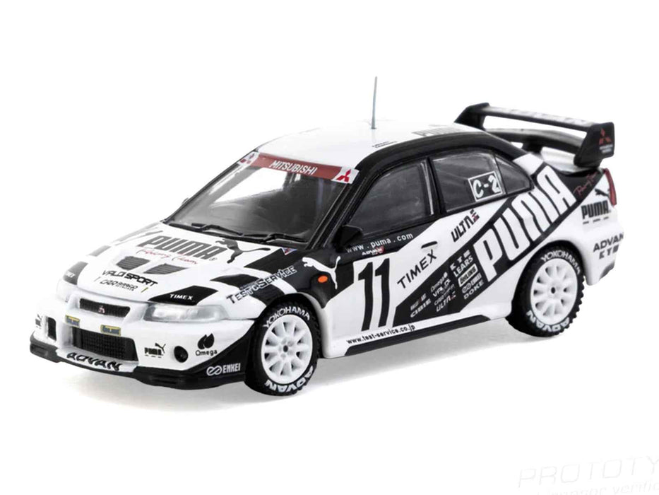 Mitsubishi Lancer Evolution VI TME RHD (Right Hand Drive) #11 Akihiko Nakaya - Takayuki Kinoshita "Puma - Super Taikyu Series" (2000) "Hobby64" Series 1/64 Diecast Model Car by Tarmac Works