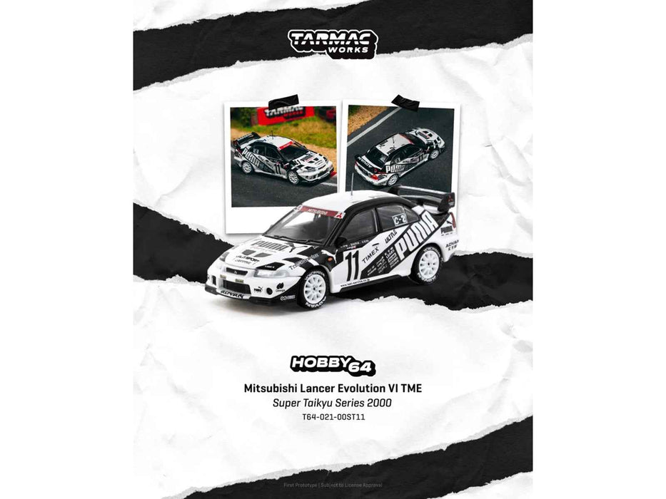 Mitsubishi Lancer Evolution VI TME RHD (Right Hand Drive) #11 Akihiko Nakaya - Takayuki Kinoshita "Puma - Super Taikyu Series" (2000) "Hobby64" Series 1/64 Diecast Model Car by Tarmac Works