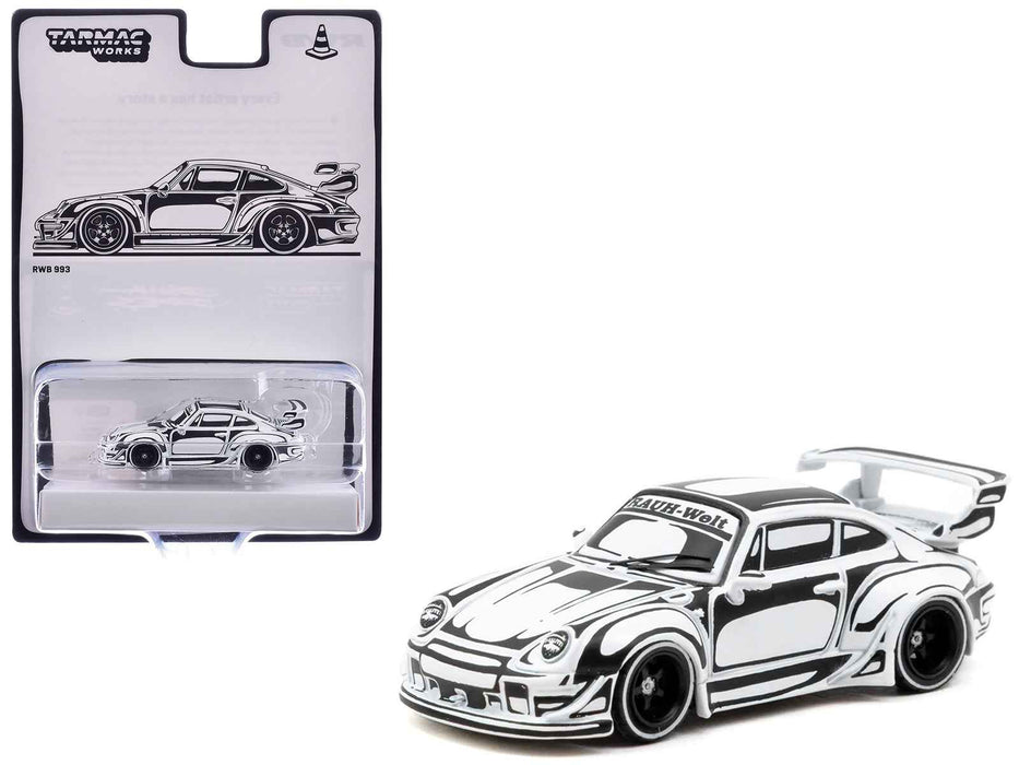RWB 993 "Designed by Joshua Vides" Black and White "Hobby64" Series 1/64 Diecast Model Car by Tarmac Works