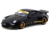 RWB 997 Black with Gold Wheels and Stripes "Hobby64" Series 1/64 Diecast Model Car by Tarmac Works