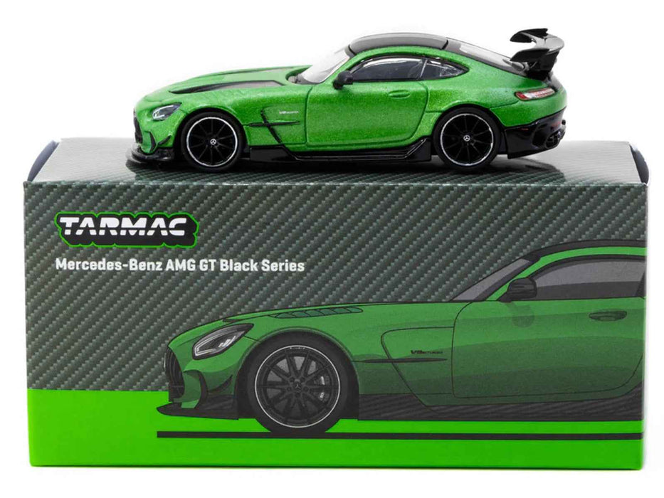 Mercedes-Benz AMG GT Black Series Green Metallic with Black Top and Hood Stripes "Global64" Series 1/64 Diecast Model by Tarmac Works