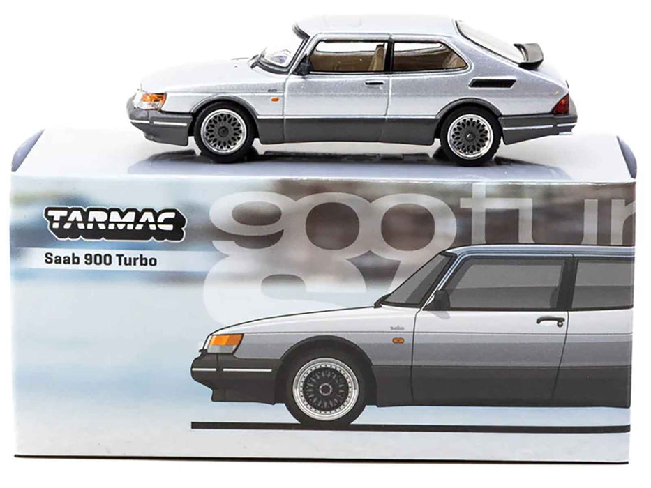 Saab 900 Turbo Silver Metallic "Global64" Series 1/64 Diecast Model by Tarmac Works
