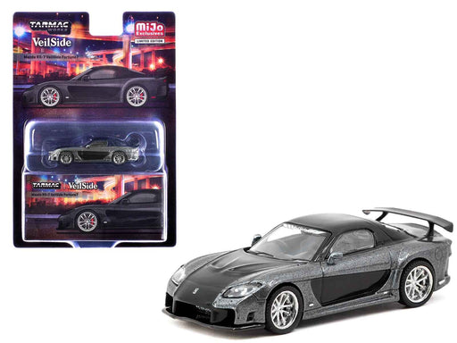 Mazda RX-7 "VeilSide Fortune7" RHD (Right Hand Drive) Gray Metallic and Black "Global64" Series 1/64 Diecast Model Car by Tarmac Works