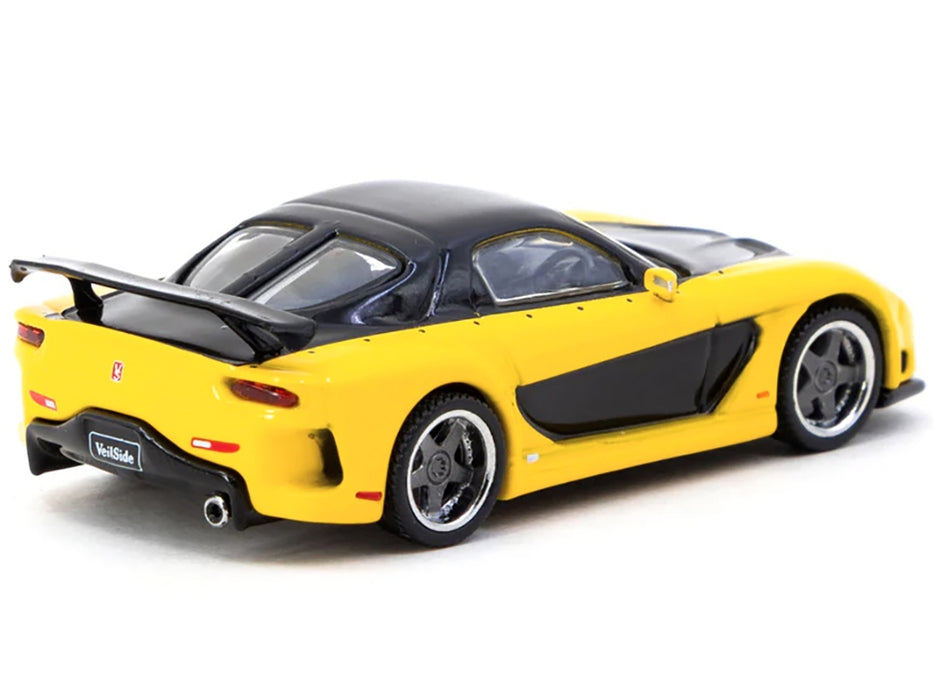 Mazda RX-7 VeilSide Fortune7 RHD (Right Hand Drive) Yellow and Black "Global64" Series 1/64 Diecast Model by Tarmac Works
