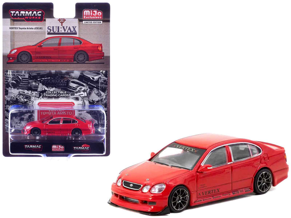Toyota Vertex Aristo JZS161 RHD (Right Hand Drive) Red with Tarmac Cards "Global64" Series 1/64 Diecast Model Car by Tarmac Works