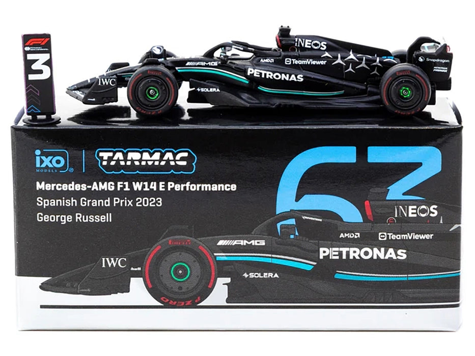 Mercedes-AMG F1 W14 E Performance #63 George Russell 3rd Place Formula One F1 "Spanish GP" (2023) "Global64" Series 1/64 Diecast Model Car by Tarmac Works