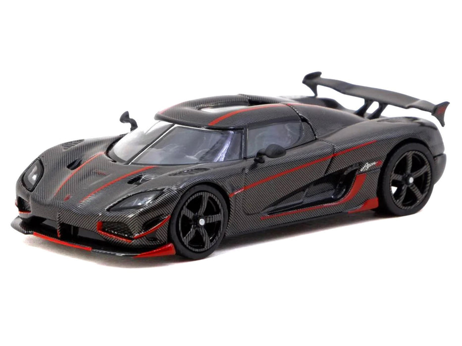 Koenigsegg Agera RS Black Carbon with Red Accents "Global64" Series 1/64 Diecast Model Car by Tarmac Works