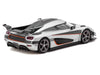 Koenigsegg One:1 Silver Metallic with Black Stripes "Global64" Series 1/64 Diecast Model Car by Tarmac Works