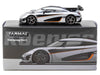 Koenigsegg One:1 Silver Metallic with Black Stripes "Global64" Series 1/64 Diecast Model Car by Tarmac Works