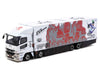 Mitsubishi Fuso Super Great Truck with Transporter "EVA Racing" White with Graphics "Truck64" Series 1/64 Diecast Model Car by Tarmac Works