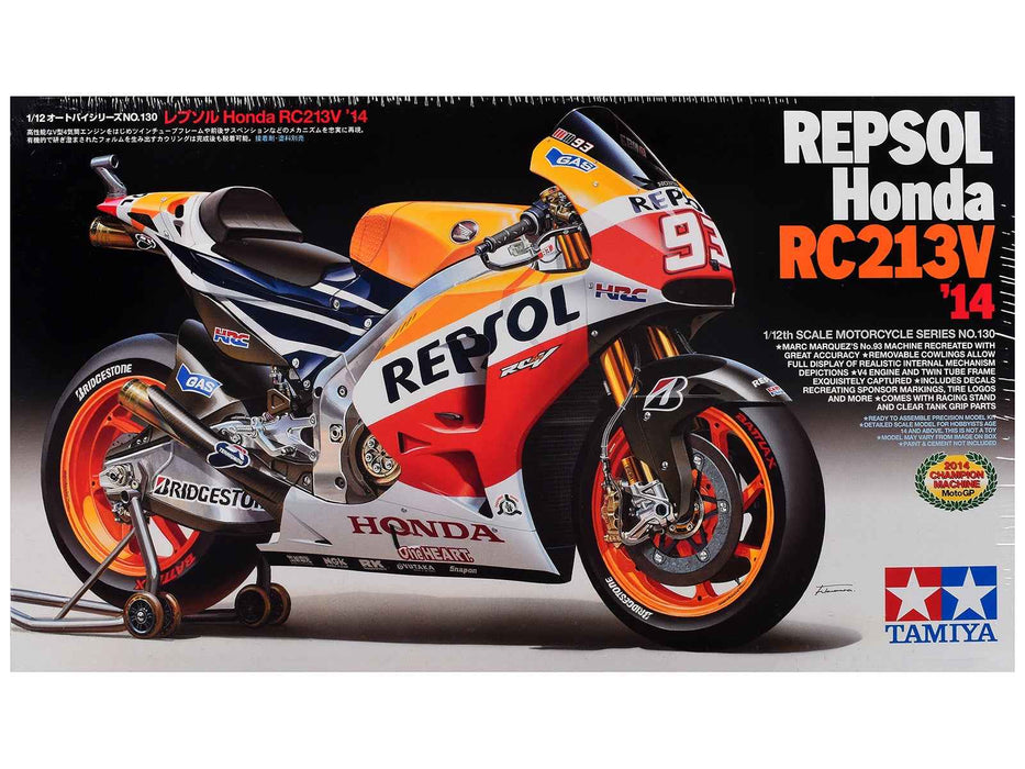 Model Kit Honda RC213V Motorcycle #93 Marc Marquez "Repsol Honda" Winner "Moto GP Championship" (2014) 1/12 Scale Model by Tamiya
