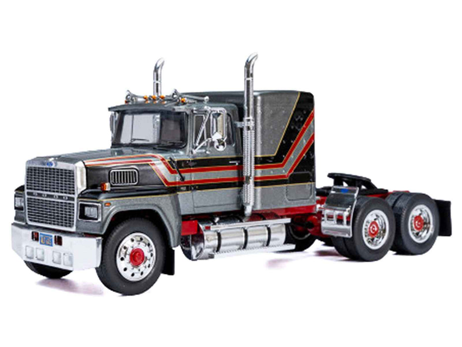 1978 Ford LTL 9000 Truck Tractor Gray Metallic with Red and Black Stripes 1/43 Diecast Model by IXO Models