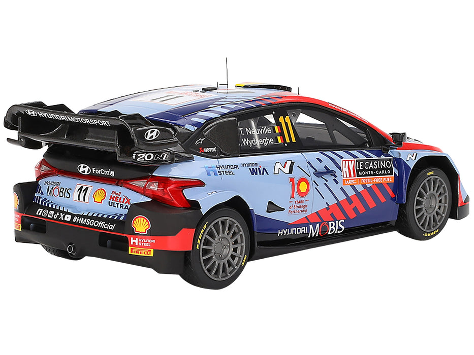 Hyundai i20 N Rally1 Hybrid #11 Thierry Neuville - Martijn Wydaeghe "Hyundai Shell Mobis WRT"  Winner WRC "Monte Carlo Rally" (2024) 1/18 Model Car by Top Speed - Miniature Motors