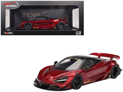 McLaren 720S "LB-Works" Gem Red Metallic with Black Top 1/18 Model Car by Top Speed