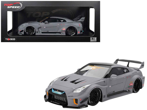 Nissan LB-Silhouette WORKS GT 35GT-RR Ver.1 RHD (Right Hand Drive) Matt Gray with Black Top 1/18 Model Car by Top Speed