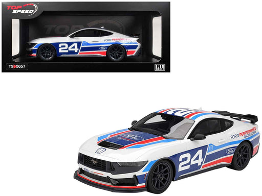Ford Mustang Dark Horse #24 "Ford Performance Racing School" White with Graphics 1/18 Model Car by Top Speed