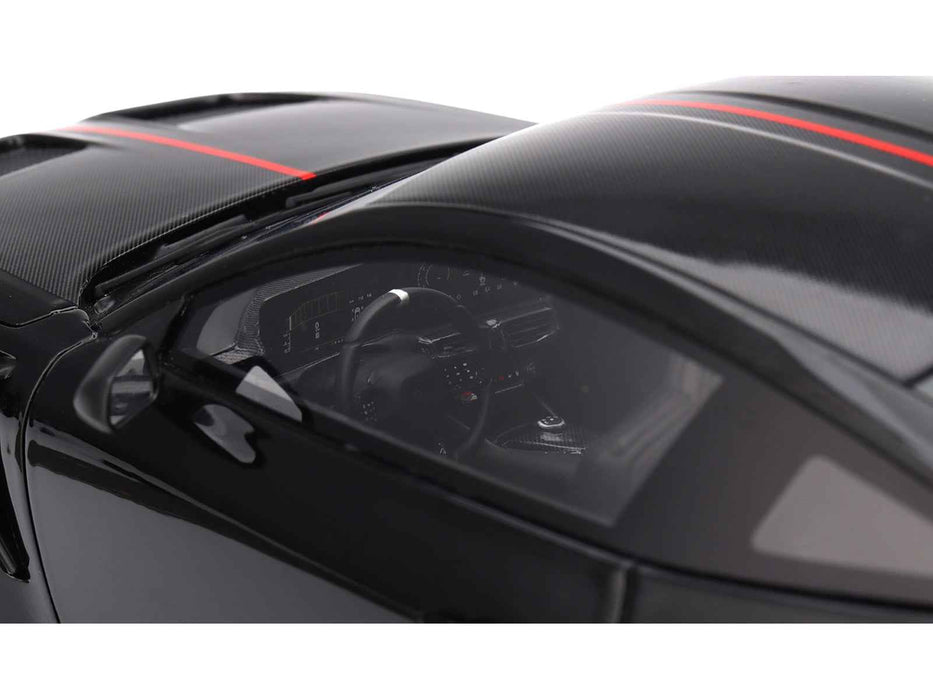 Ford Mustang GTD Shadow Black with Red Stripe 1/18 Model Car by Top Speed