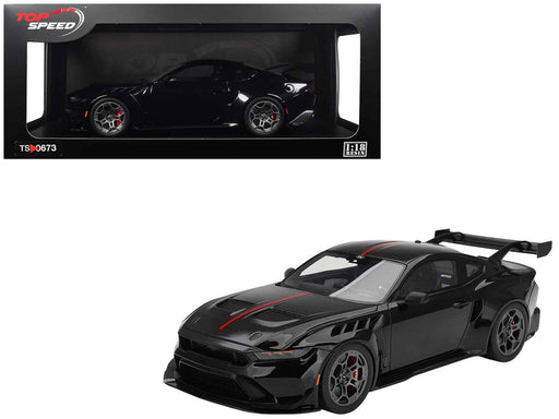 Ford Mustang GTD Shadow Black with Red Stripe 1/18 Model Car by Top Speed