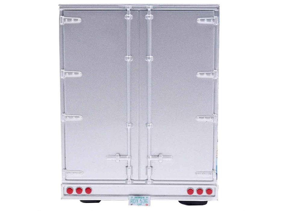 1980 GMC General Truck Tractor with Sleeper Cab and Trailer Silver Metallic with Blue Stripes 1/43 Diecast Model by IXO Models
