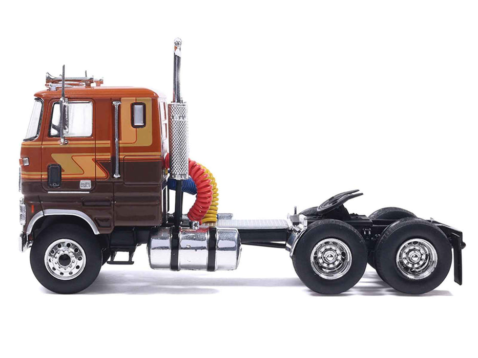 1976 Ford CL 9000 Truck Tractor Brown Two-Tone with Graphics 1/64 Diecast Model by IXO Models