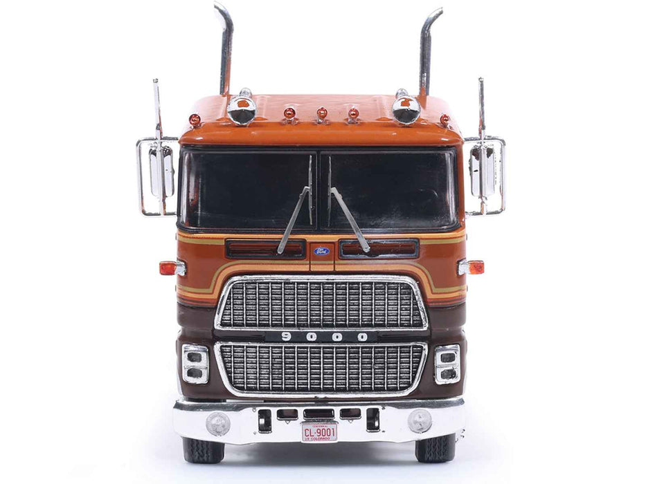 1976 Ford CL 9000 Truck Tractor Brown Two-Tone with Graphics 1/64 Diecast Model by IXO Models