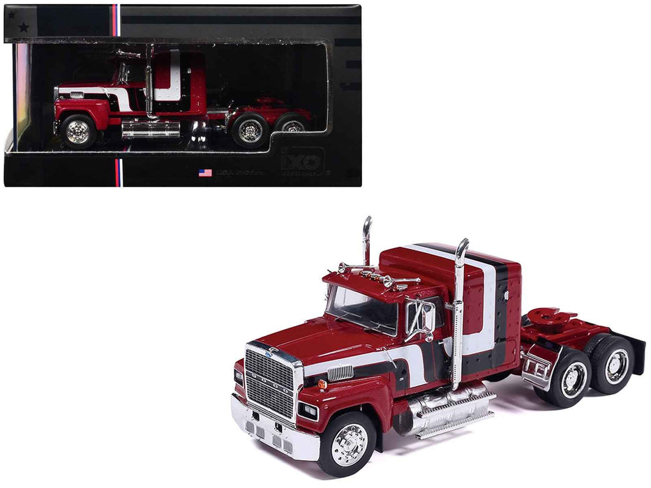 1978 Ford LTL-9000 Truck Tractor Red Metallic with Stripes 1/64 Diecast Model Car by IXO Models