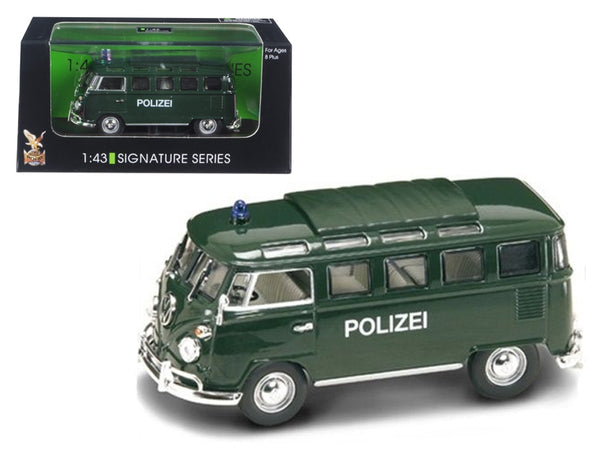 1962 Volkswagen Microbus Police Green 1/43 Diecast Car Model by Road Signature - Miniature Motors